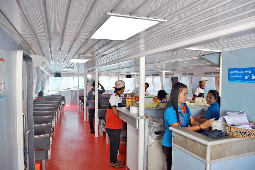 Aboard a Seatran Discovery ferry 