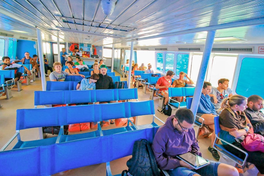 Guests on the  Seatran Discovery ferry