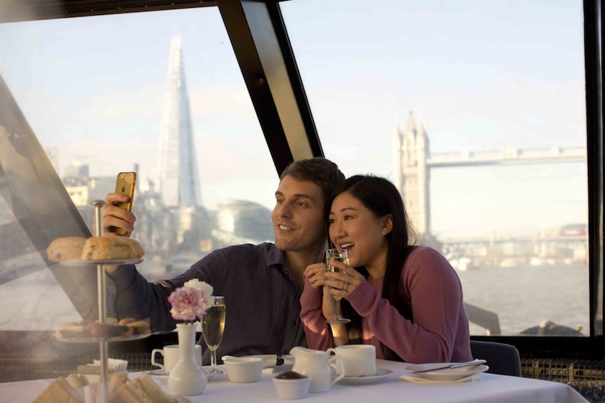 Couple on a Afternoon Tea Cruise on the River Thames