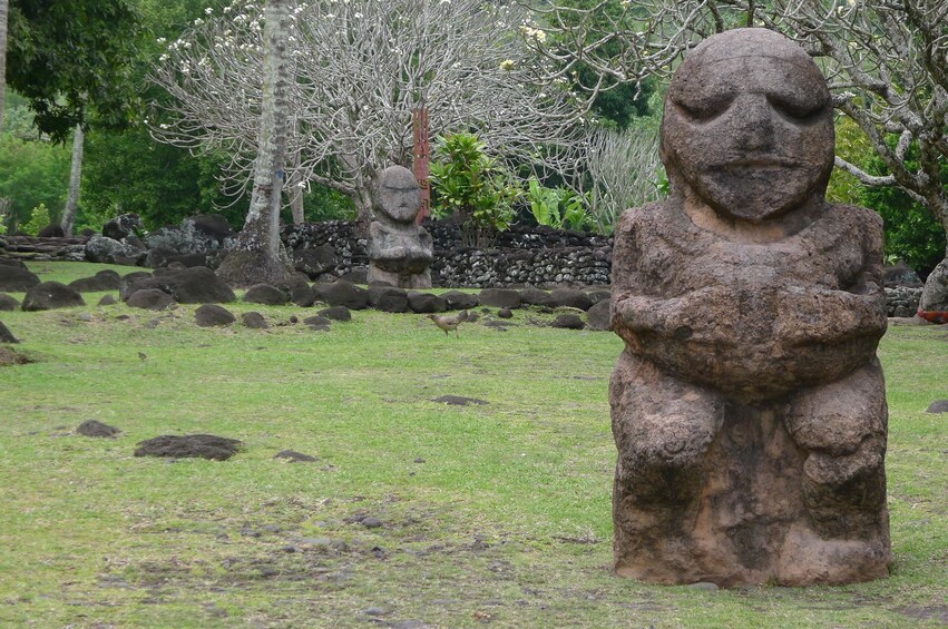Show item 5 of 10. Stone carving in Tahitian historical site