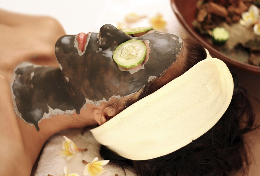 Woman with a mud mask at a spa in Jerusalem