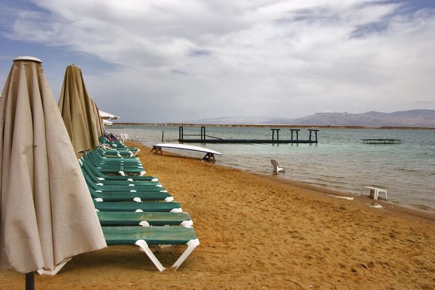 Chaise lounges on a beach in Jerusalem