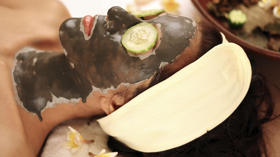 Woman with a mud mask at a spa in Jerusalem