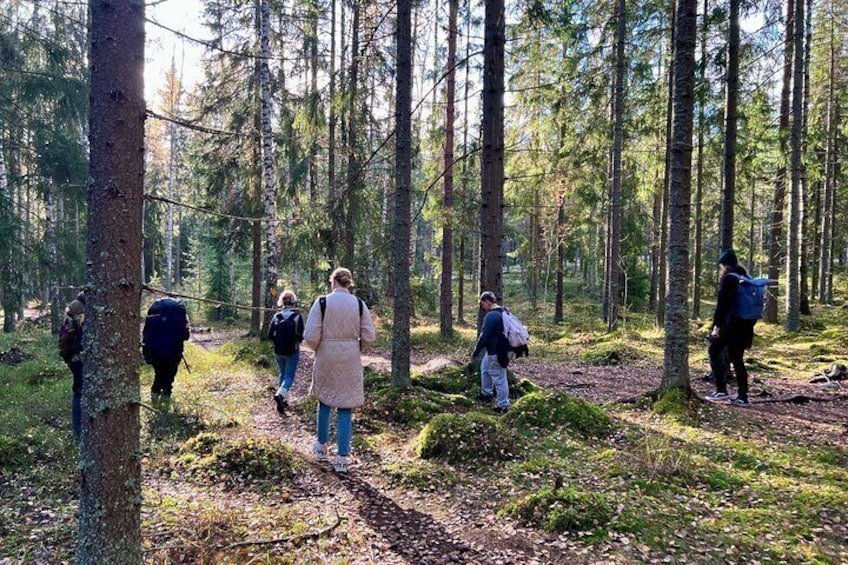 National Park Hike & Finnish Smoke Sauna Experience with Campfire Lunch