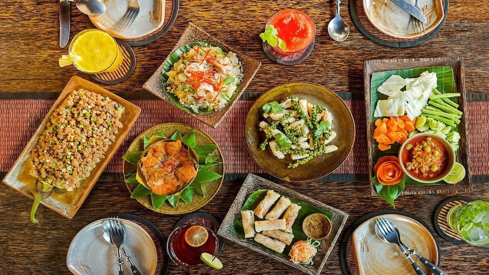 Table full of food in Phnom Penh