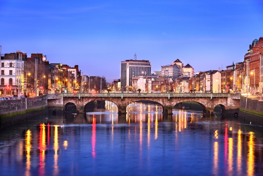 Dublin waterfront at night