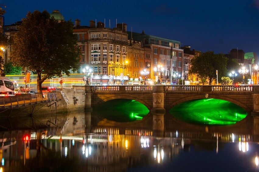 Dublin waterfront at night