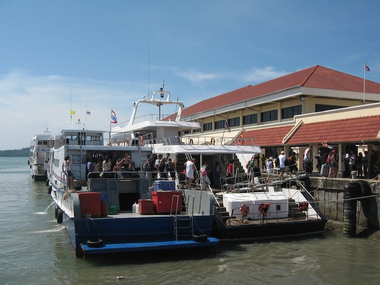 View of ferry docked at Rassada Port in Thailand