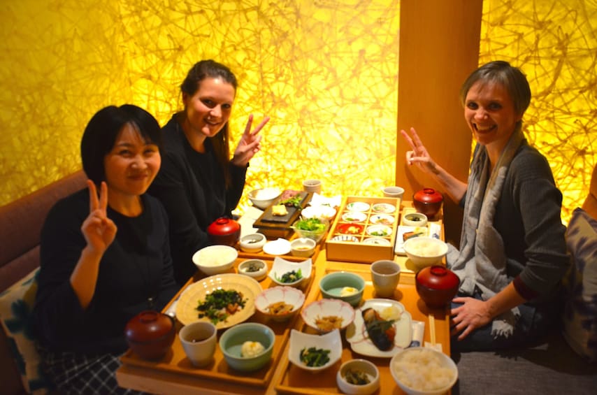 Three women dining in a Wagashi Experience