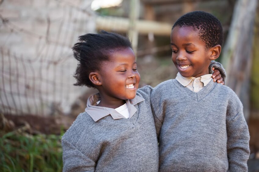 Pair of kids in school uniforms in Cape Town