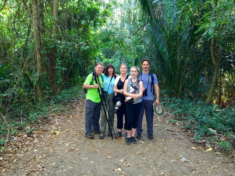 Family of birdwatchers in Costa Rica