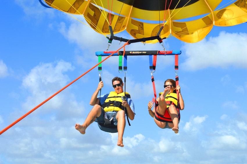 Two people parasailing in Miami
