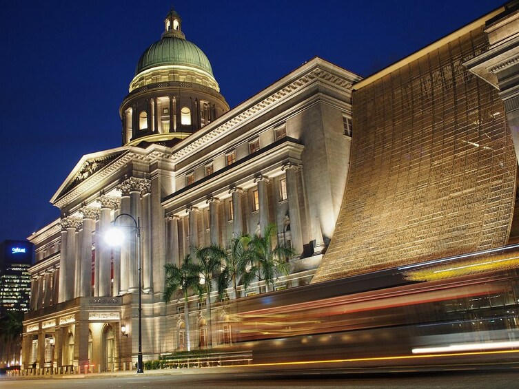 National Gallery at night in Singapore