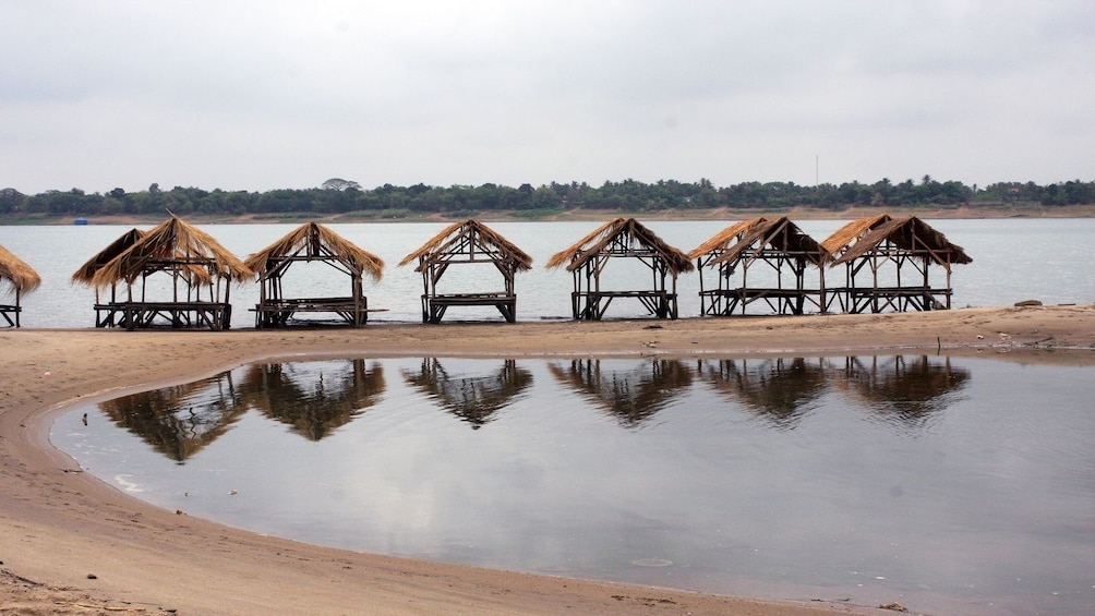 Grass huts on the beach in Cambodia