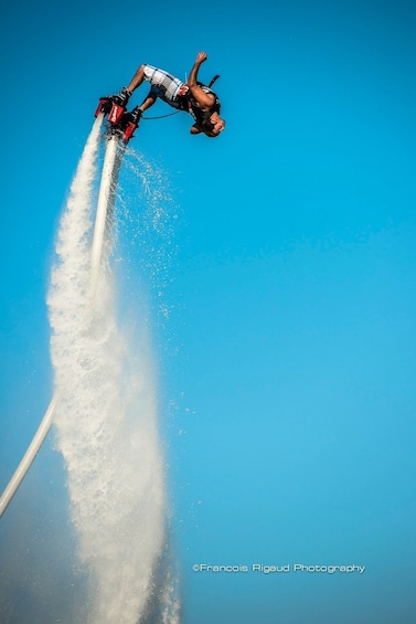 Person flipping on a flyboard