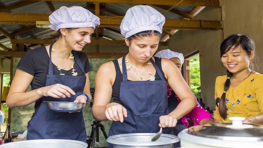 Group at a cooking class in Bagan 