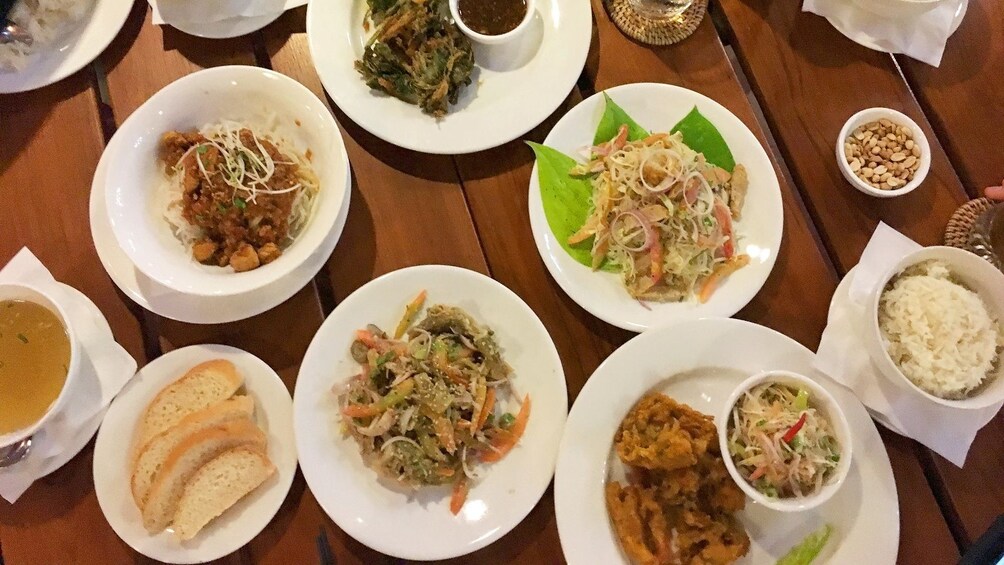 Table full of delicious Bagan dishes 