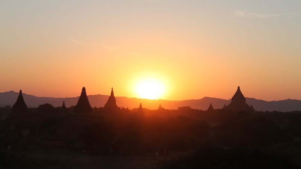 Pagodas at sunset in Bagan