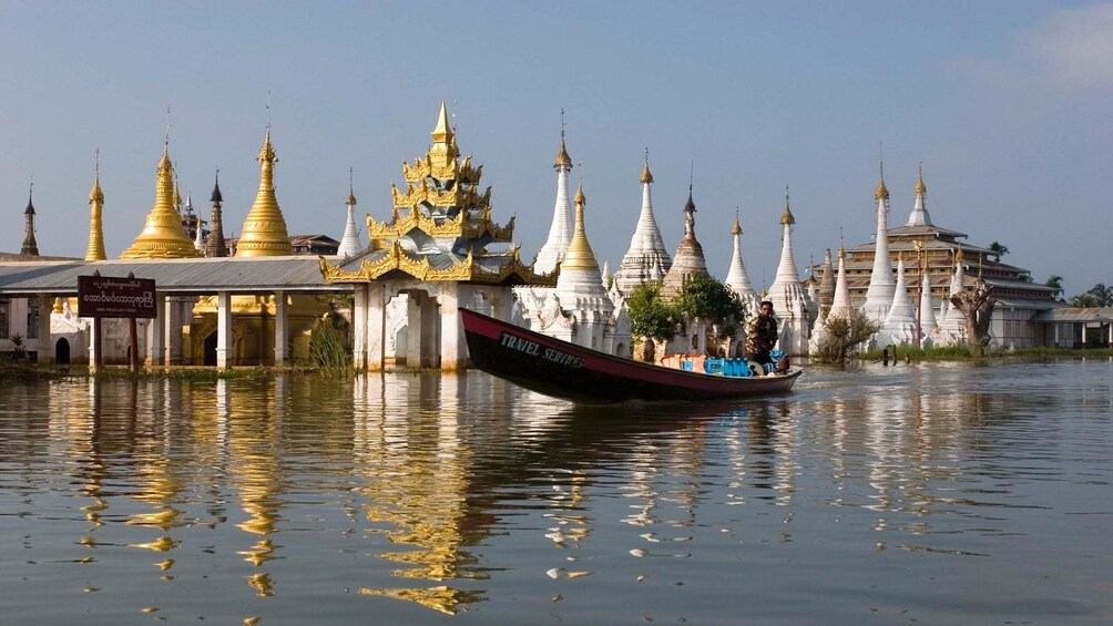 Lake and pagodas in Myanmar