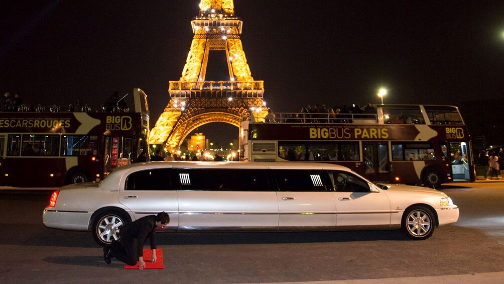 Limousine parked by the Eiffel Tower in Paris