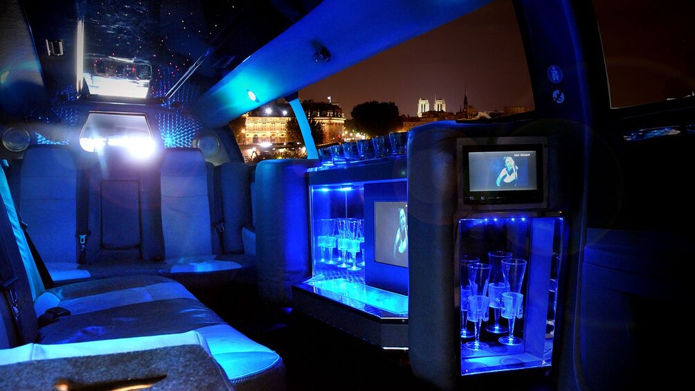 Inside a limousine in Paris