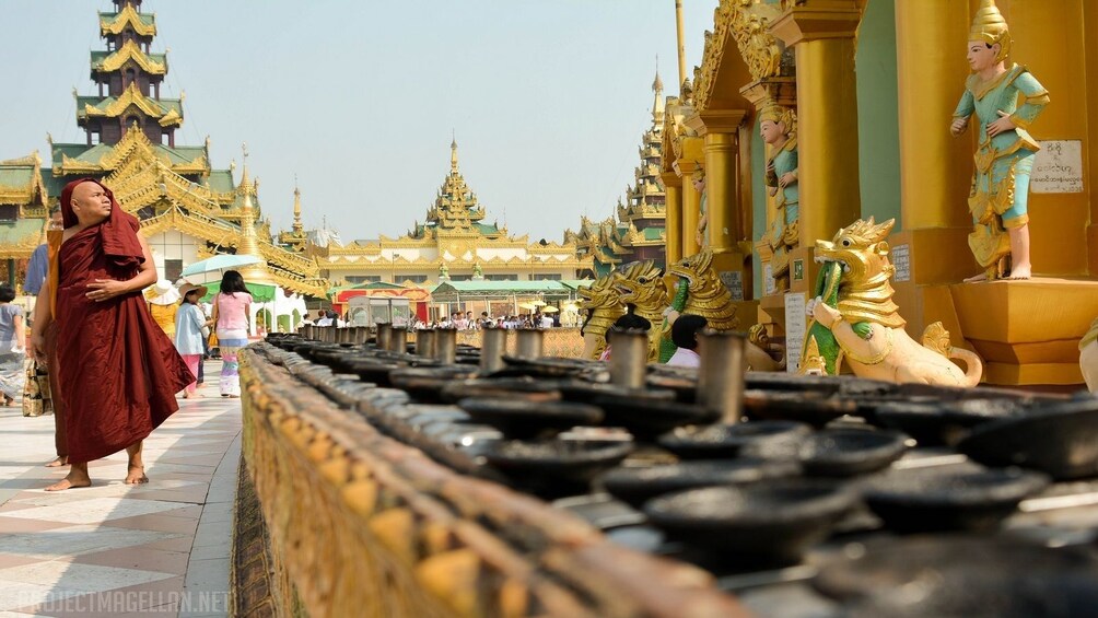 Monk outside the Shwedagon Pagoda