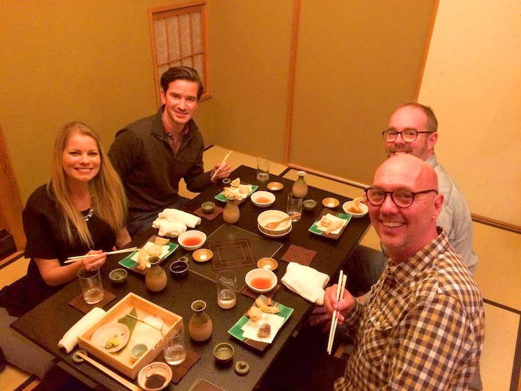 Group having dinner at a Japanese restaurant