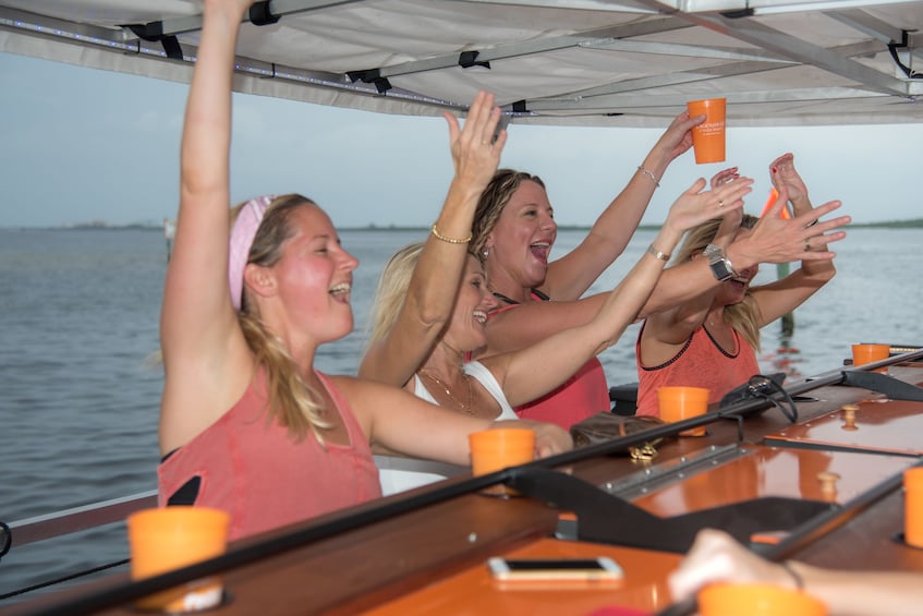 Woman having fun on the Cycleboat Fun Cruise in Fort Lauderdale
