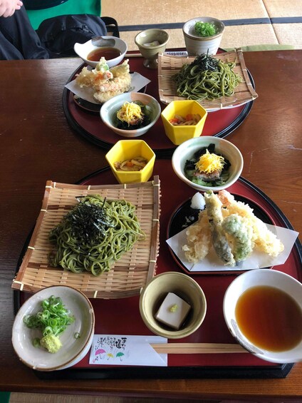 Table full of food at a Kyoto restaurant