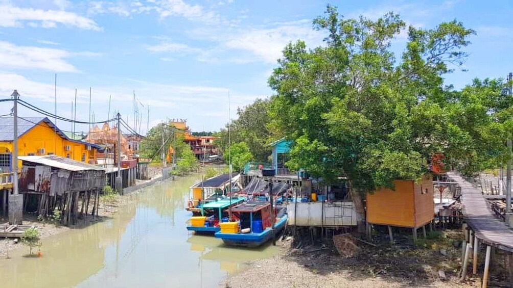 Boats moored on an inlet in Ketam Island
