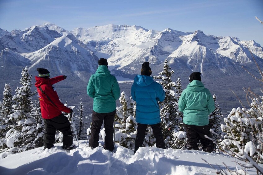 Group on a snowshoe tour of Lake Louise