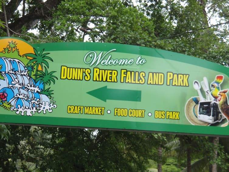 Sign for Dunn's River Falls and Park in Jamaica