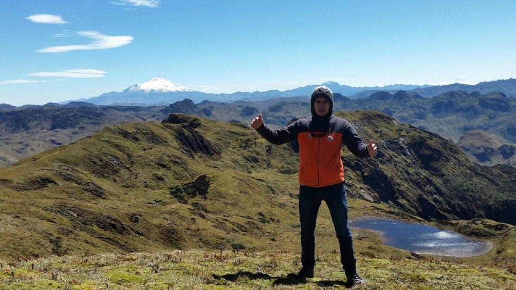Man visiting the Cayambe-Coca Ecological Reserve