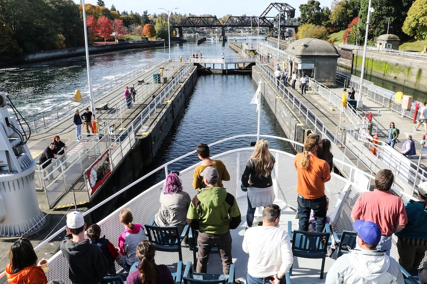 Boating passengers go through the Locks in Seattle