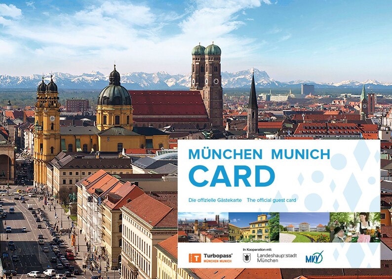 Foto 1 von 7 laden Aerial view of Munich with Munich card superimposed