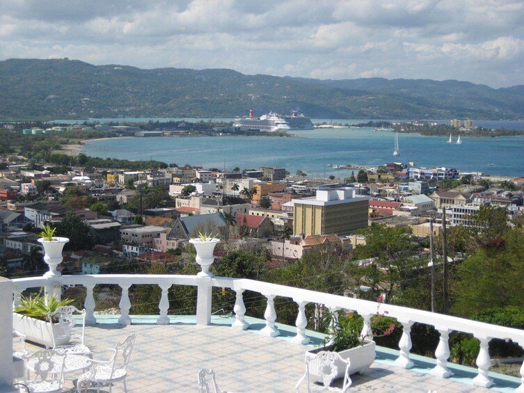 View of coast and city from a balcony in Jamaica