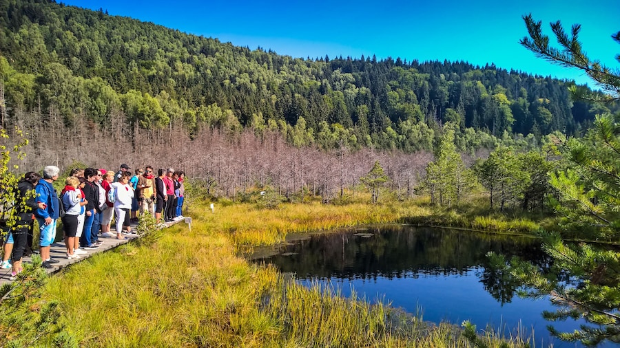 Tour group at St. Anna Lake