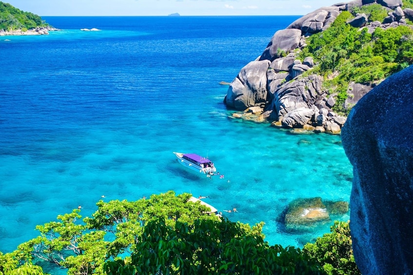 Boat off the coast of the Similan Islands in Thailand