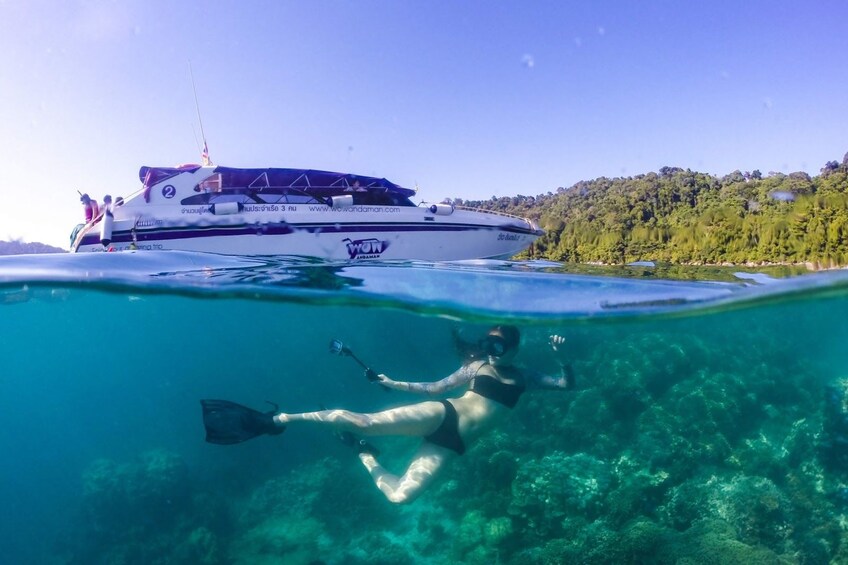 Woman snorkeling on the Similan Islands