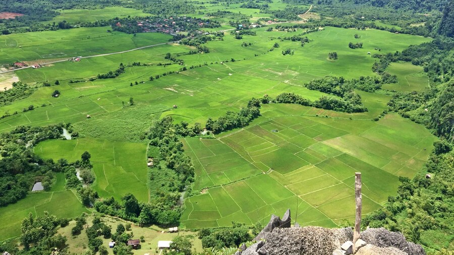 Aerial view of Vang Vieng