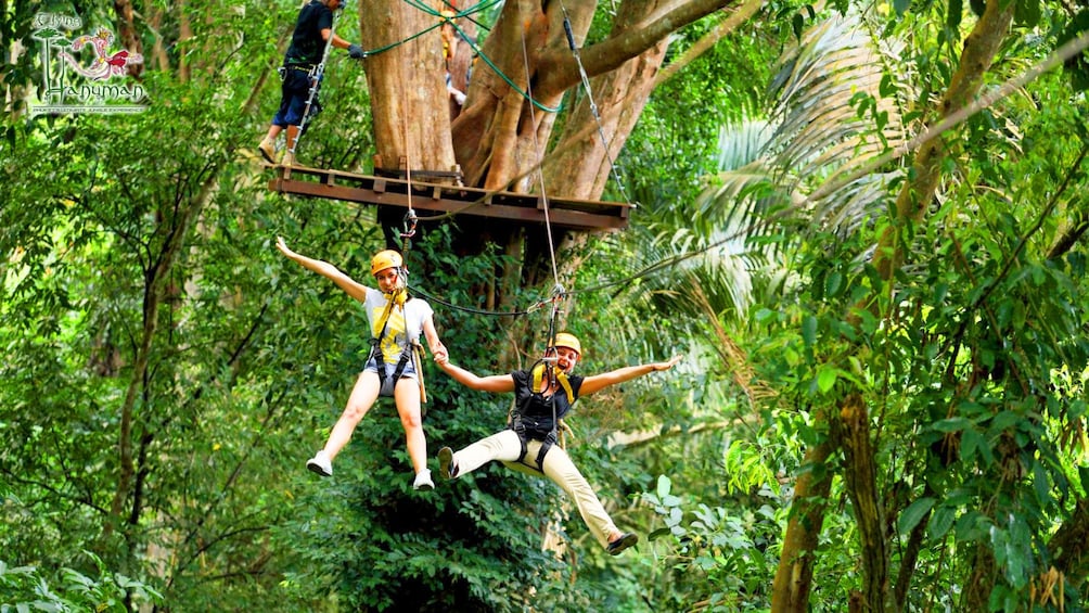 People on a zip line