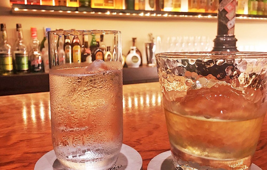 Drinks at a bar in Gion
