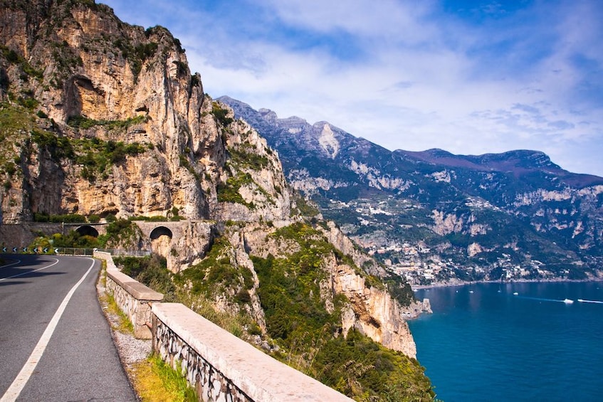 View of Amalfi coast from road above