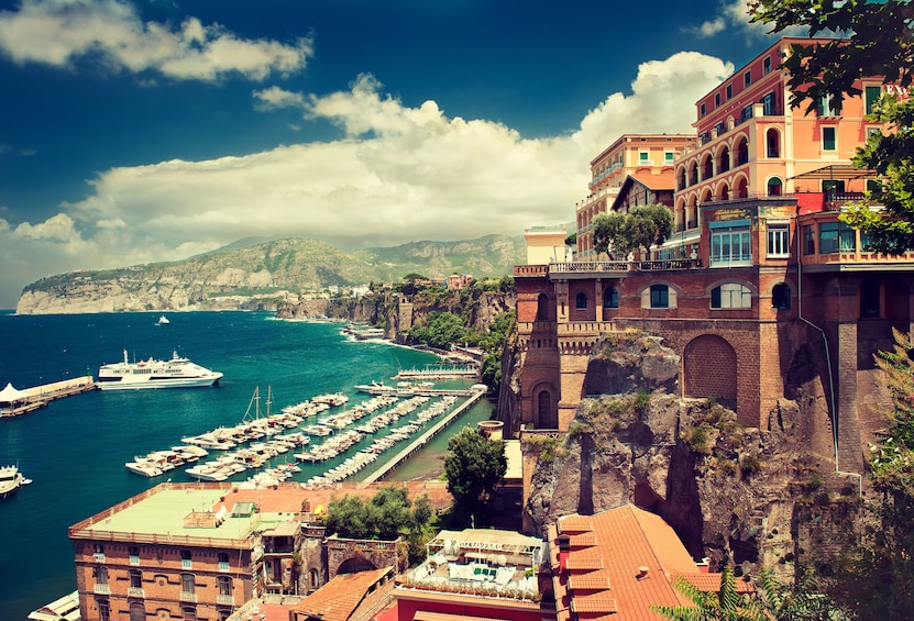 Buildings with Marina Piccola below in Capri, Italy
