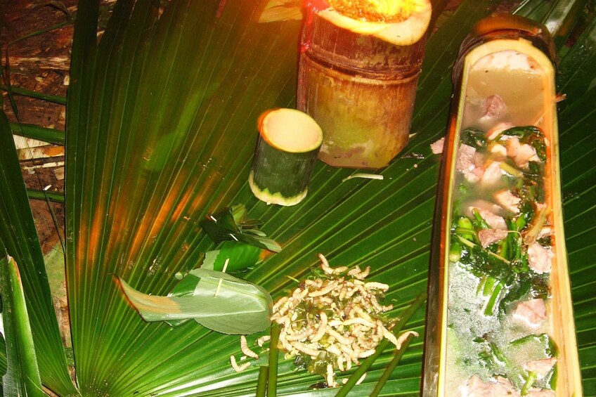 Traditional Lao food at the Nam Ha National Bio-Diversity Conservation Area in Luang Namtha