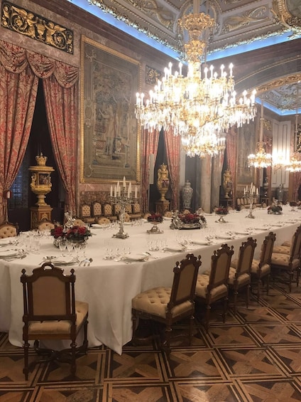 Dining room inside the Royal Palace of Madrid