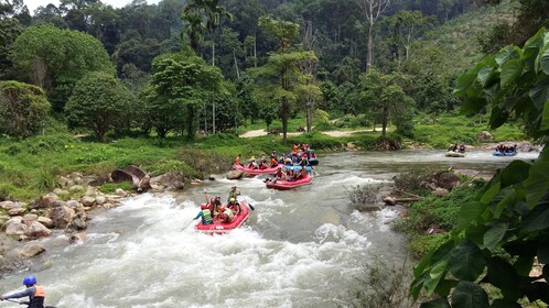 Piragüismo en aguas bravas en el área de conservación de Pariwat, Phang Nga