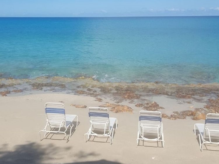 Lounge chairs on the beach in St Croix