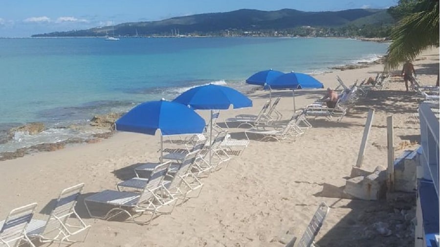 Lounge chairs on the beach in St Croix