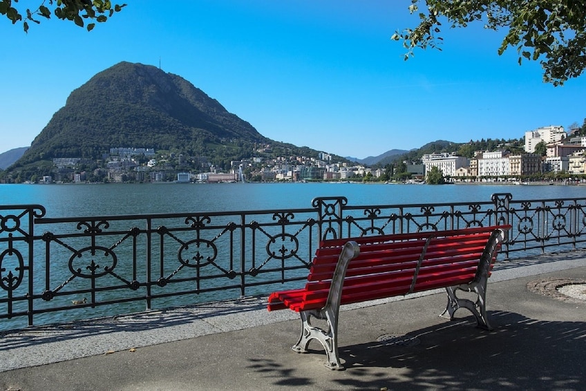 Bench on the shore of Lake Como